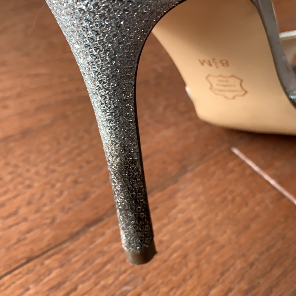 I. Miller Silver Glittery Ankle Strap Peep Toe Heels Prom Wedding Bridal 8.5 - Picture 8 of 16